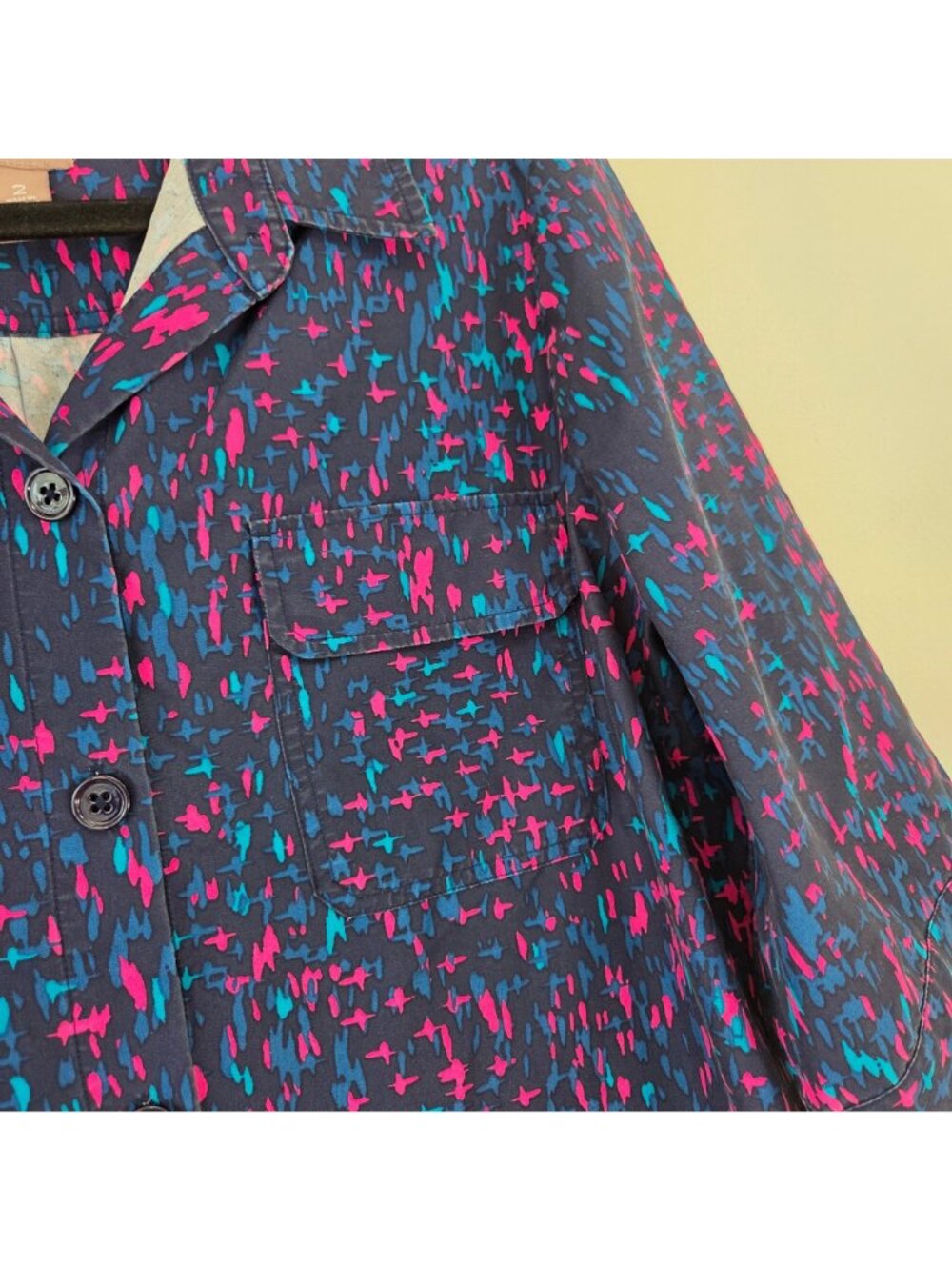 Chico's Crosshatch Weaves Utility Shirt Blouse Top Artsy Art Deco Women's L - Picture 4 of 9